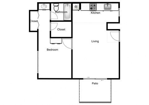 a floor plan of a house with a bedroom and a living room